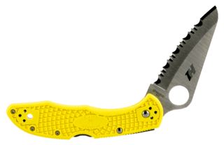 Spyderco Salt 2 pocket knife features a 3-inch blade and yellow textured grip